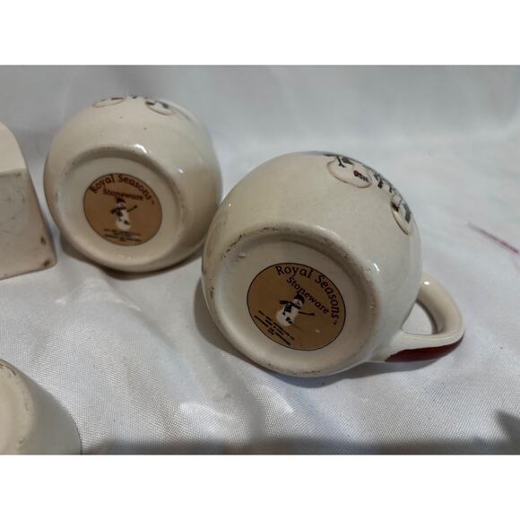 Royal Seasons Napkin spoon sugar creamer Holiday collector stoneware set x-mas - Picture 5 of 14